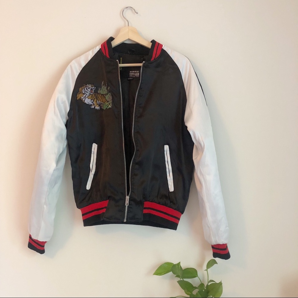 Robert Phillipe Black Japan Tiger Varsity Jacket